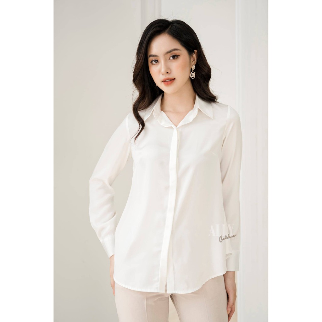 Áo sơ mi lụa đen, trắng A122