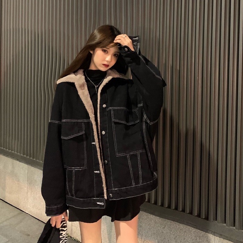 Áo khoác bò lót lông mịn