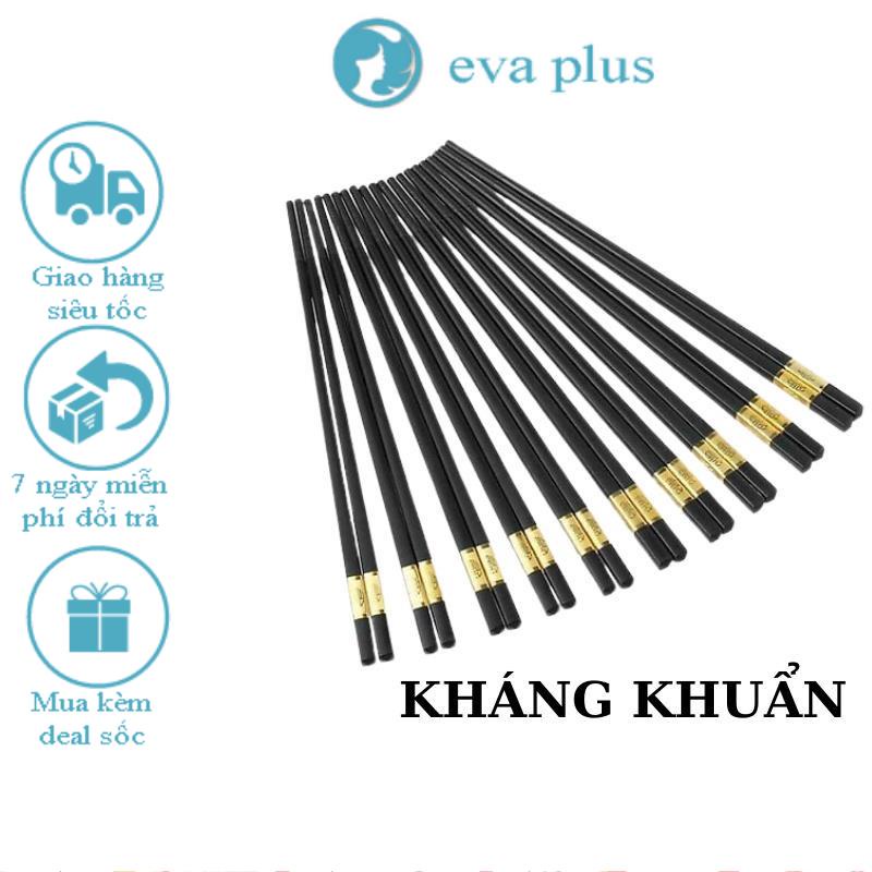 Đũa Nhật Kháng Khuẩn Mạ Vàng EVA PLUS Đũa Ăn Cơm Bộ 10 Đôi