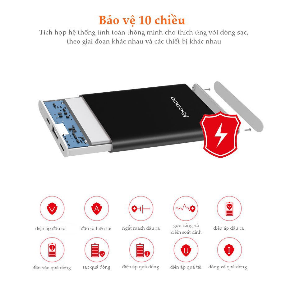 Sạc dự phòng Yoobao Polymer 10000mAh PL10 - Hàng chính hãng