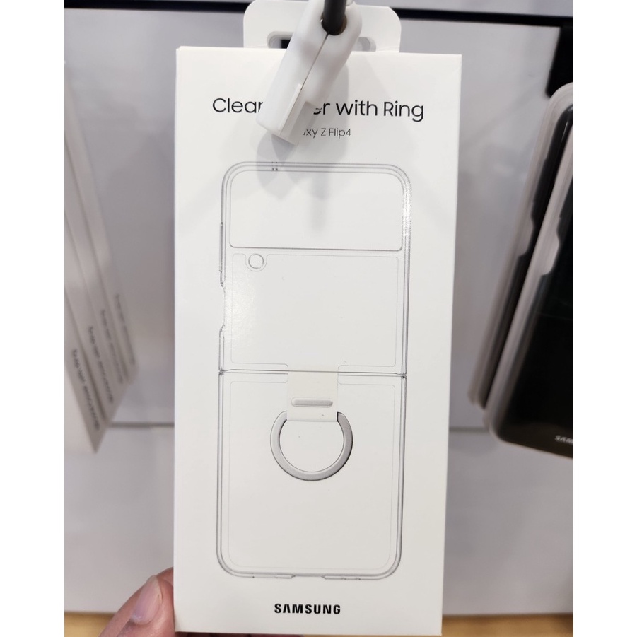 Ốp lưng Samsung Galaxy Z Flip 4 - Flip 3 Clear Cover With Ring Transparency Trong Suốt - Hàng chính hãng