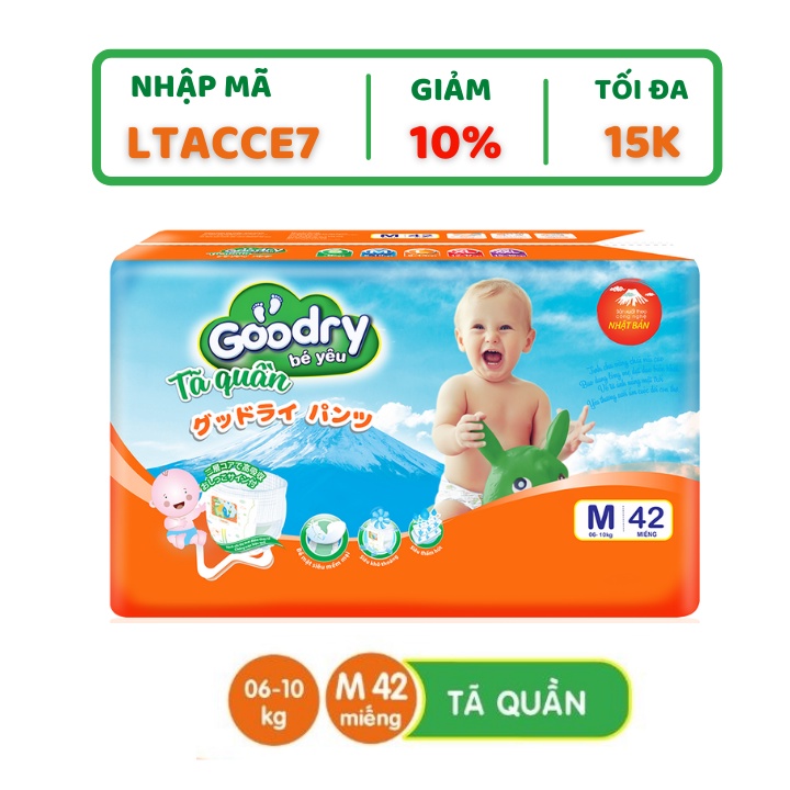 [Mã BMBAU50 giảm 7% đơn 99K] Tã quần Goodry M42 công nghệ Nhật Bản thấm hút thật nhanh