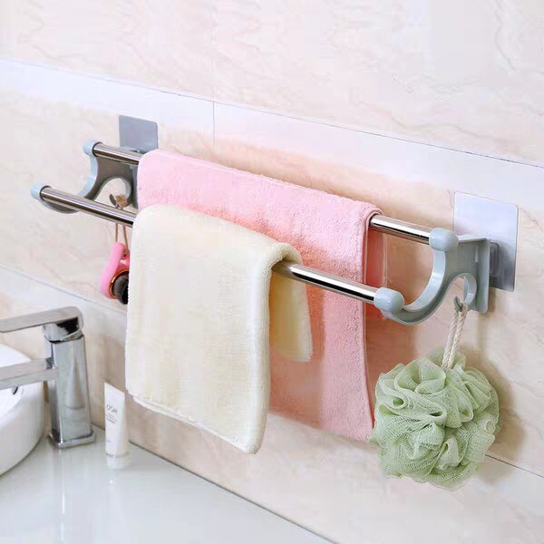 [SIÊU BỀN] GIÁ TREO KHĂN NHÀ TẮM NHÀ BẾP 2 TẦNG KHÔNG CẦN KHOAN VÍT - CHỊU LỰC, CHỊU NHIỆT, KHÔNG GỈ, XÀI CỰC BỀN