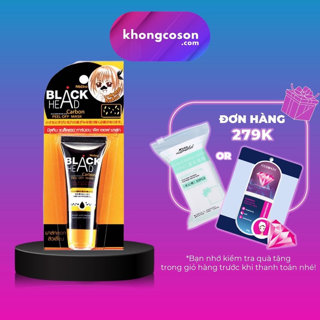 Gel Lột Mụn Mistine Loại Bỏ Mụn Đầu Đen Mụn Cám Se Khít Lỗ Chân Lông Black Head 10g - Khongcoson