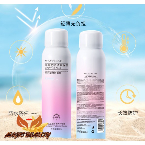 Xịt Chống Nắng Trắng Da Maycreate 150ml SPF35