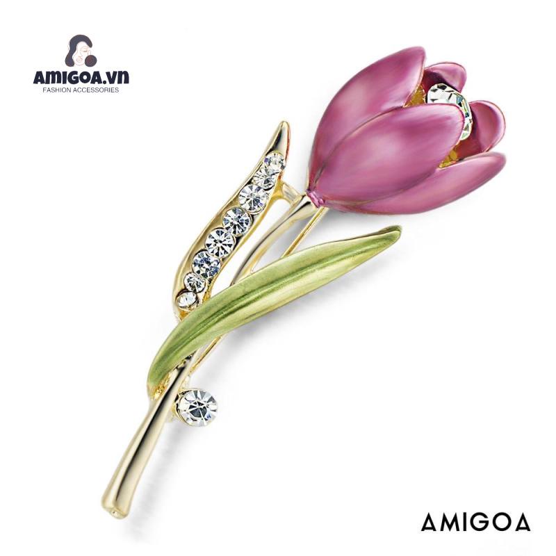 ✨✨Ghim Cài Áo Hình Hoa Tulip Đính Đá Nhân Tạo Thời Trang