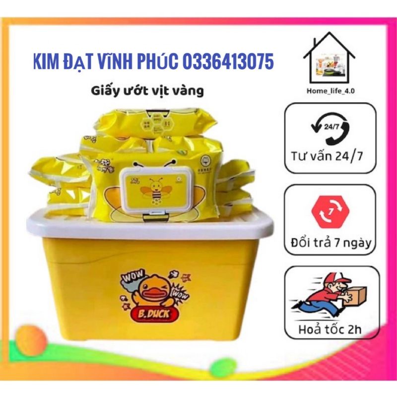 Thùng 10 gói khăn ướt vịt vàng , khăn vịt DUCK , khăn giấy ướt vịt vàng kháng khuẩn