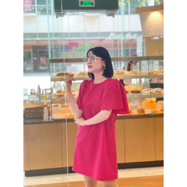 LIIN - Đầm dáng suông nữ trơn phối tay điệu tiểu thử, nữ tính