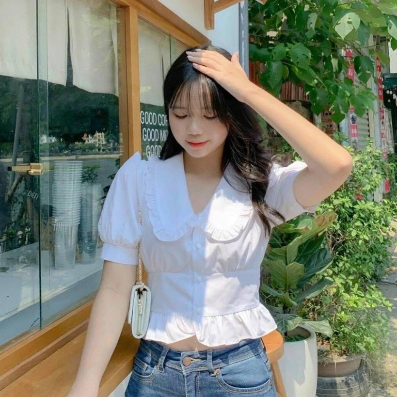 ÁO CROPTOP CỔ SEN, ÁO TIỂU THƯ-Zinistore