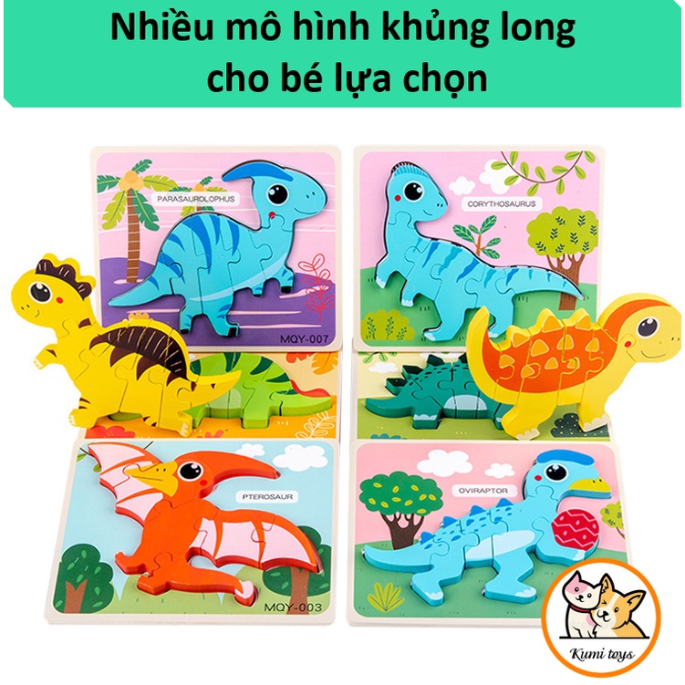 Đồ chơi xếp hình khủng long miếng to loại đẹp cho bé phát triển tư duy Kumi toys