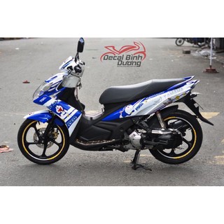 Tem trùm xe Nouvo SX xanh trắng doremon