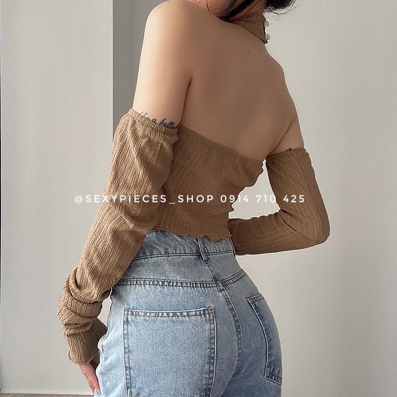 Áo croptop kèm tay và choker