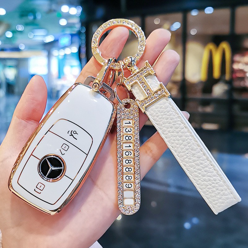 Ốp chìa khoá thông minh MECESDES C200,C250,C300,E250,GLC200,GLC250,GLC300M GLE,GLS - TPU đính đá cao cấp sang trọng