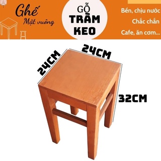 Ghế đôn mặt vuông cao 32cm bằng gỗ, ghế cafe 100% gỗ tự nhiên, đôn gỗ đẹp, đôn gỗ vuông