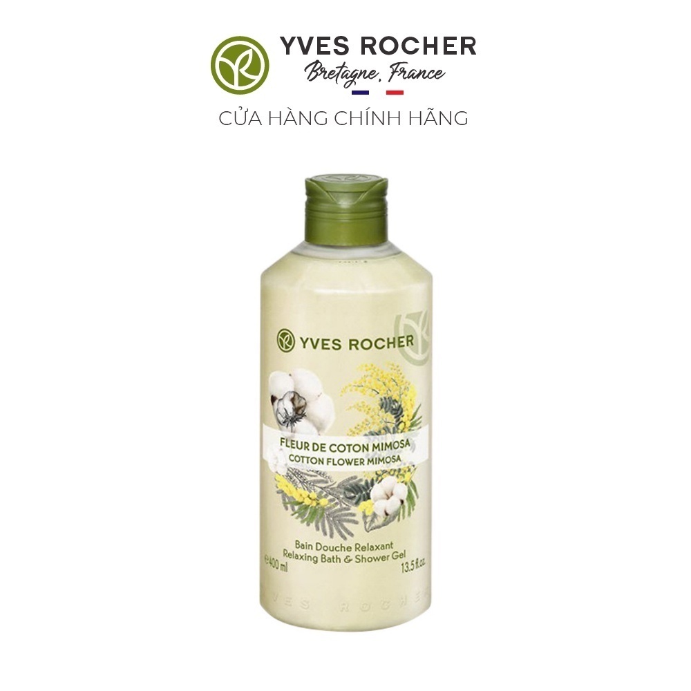 Gel tắm hương hoa Mimosa Yves Rocher Cotton Flower Mimosa Relaxing Bath and Shower Gel 400ml