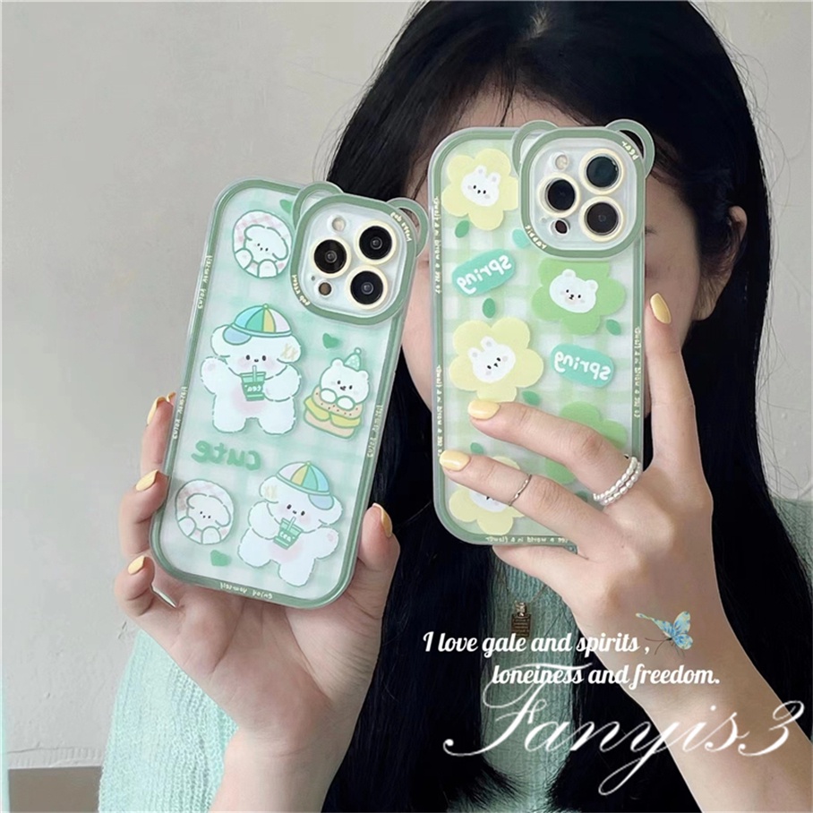 Ốp Điện Thoại Mềm Trong Suốt Họa Tiết Gấu Trắng Cho iPhone 14 13 12 11 Pro Max X XR Xs Max 8 7 6 6s Plus SE 2020