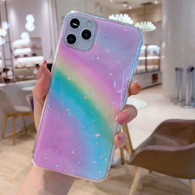 Ốp điện thoại mềm màu cầu vồng ánh nhũ thời trang cho Iphone XS XR 7 8 plus 6 6s 11 11pro max | BigBuy360 - bigbuy360.vn
