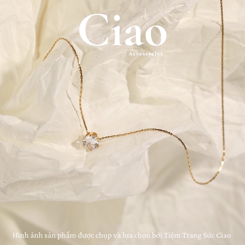 Dây chuyền/ Vòng cổ titan không gỉ đính đá thiết kế đơn giản Milcah Ciao