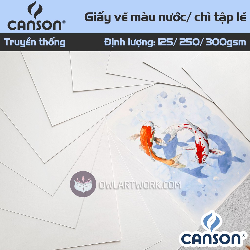 Tập lẻ - Giấy vẽ CANSON truyền thống vân ngang dày 250gsm