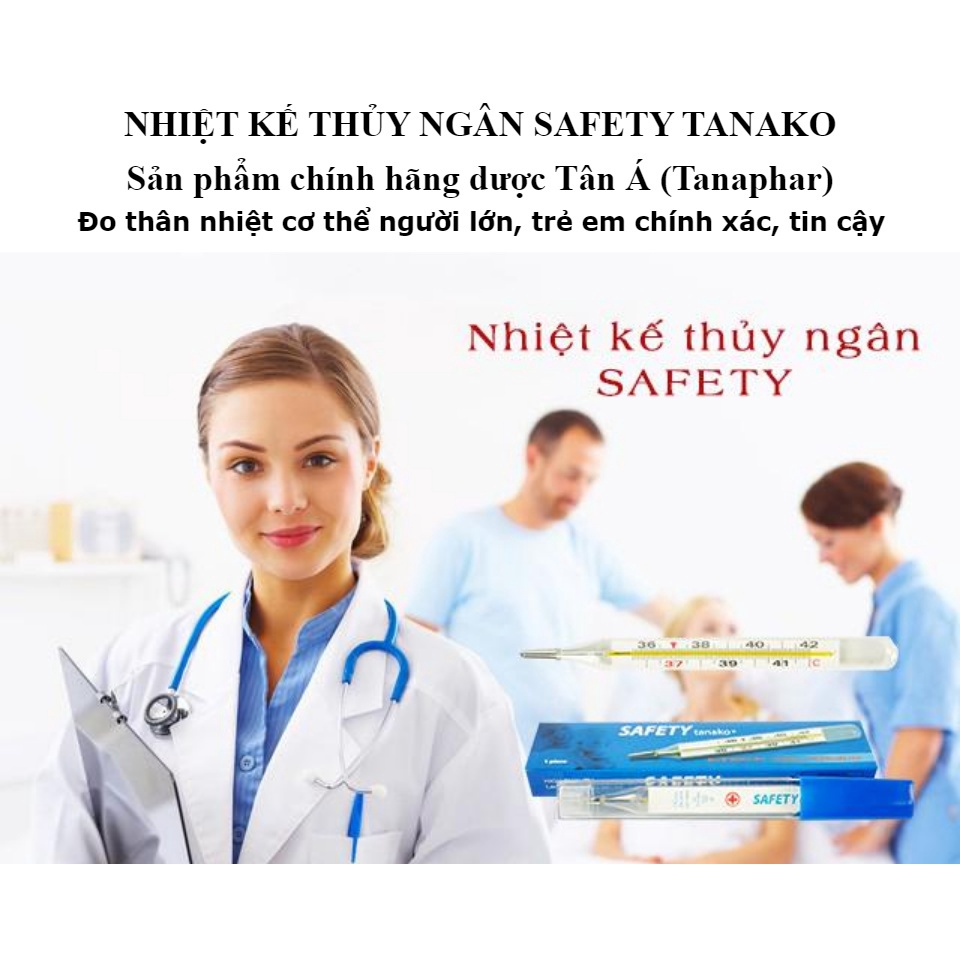 Nhiệt kế thủy ngân SAFETY - đo nhiệt độ kẹp nách, kiểm tra thân nhiệt bị sốt, chính xác. Chính hãng Nataphar