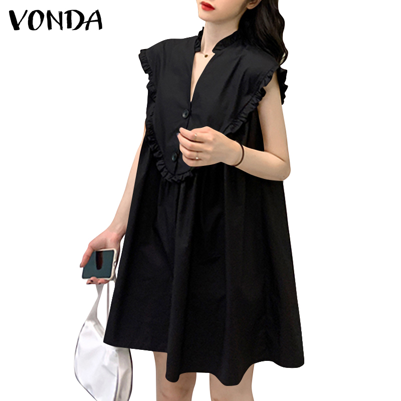 Đầm VONDA thiết kế sát nách cổ V phong cách Hàn Quốc thời trang cho nữ | BigBuy360 - bigbuy360.vn