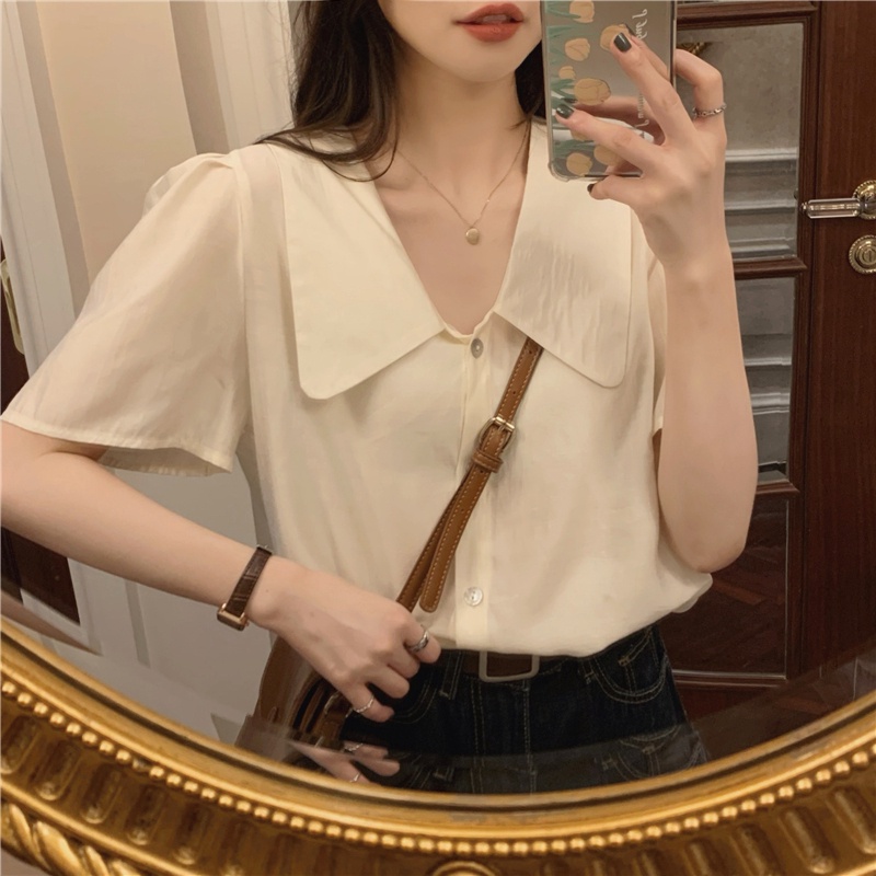 Áo Sơ Mi Chiffon Tay Ngắn Đơn Giản 53213 Dành Cho Nữ