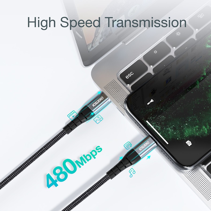 Dây Cáp Sạc Type C To Lightning CHOETECH IP0039 MFI C94 Dài 1.2M Sạc Nhanh iPhone 12, IP13, IP14, iPad - Hàng Chính Hãng