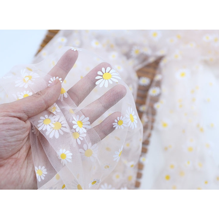VẢI VOAN LƯỚI HOA CÚC KHỔ 150CM