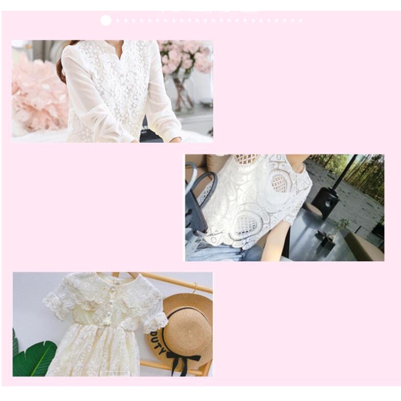 Tấm Vải Ren Lụa Thêu Rỗng Màu Trắng Và Đen 7.5cm