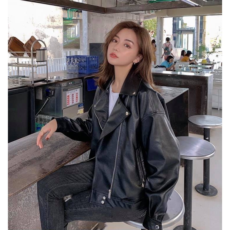 LEATHER JACKET Áo khoác da oversize Ulzzang Hàn Quốc HOT