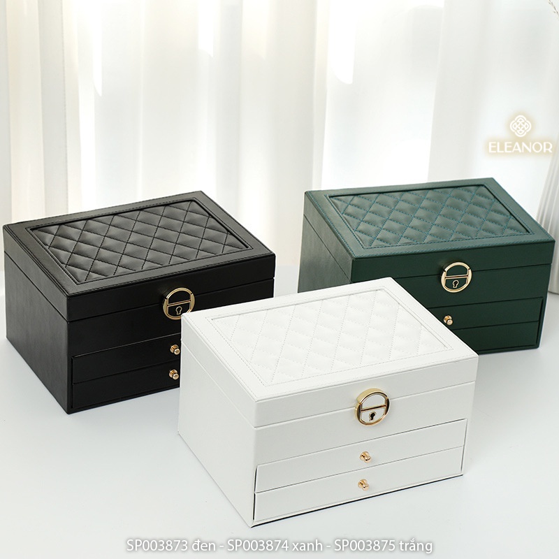 Hộp đựng trang sức Eleanor Accessories bọc da nhiều tầng có khóa phụ kiện trang sức cao cấp 3873