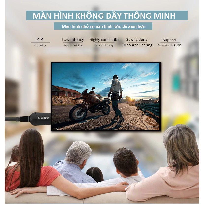 Thiết bị HDMI không dây cao cấp Miracast K6 - Hỗ trợ độ phân giải lên đến 4K Truyền hình ảnh điện thoại laptop lên Tivi