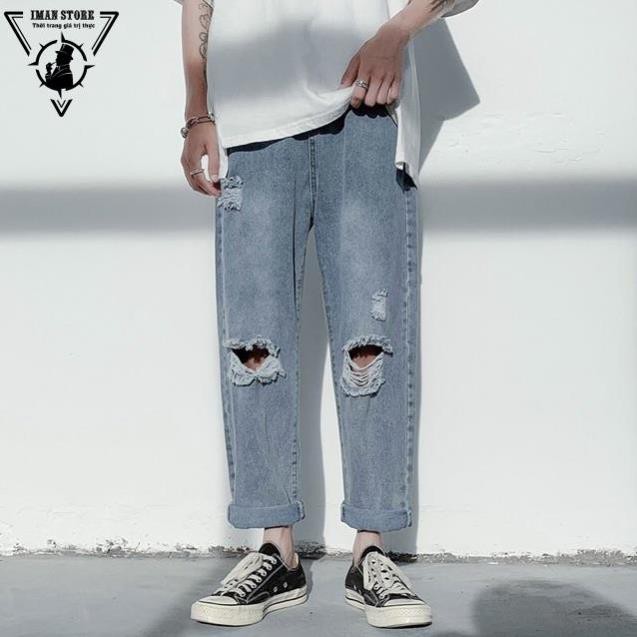 Quần Jeans Baggy Dáng Rách Gối 2020