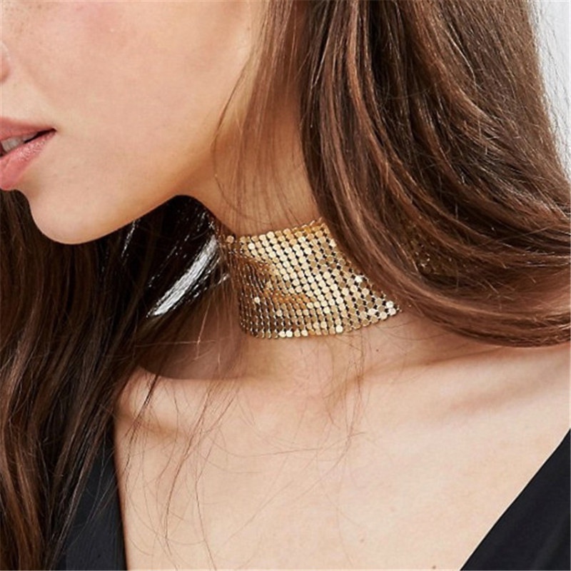 DUNEA Vòng Cổ Kim Loại Bản To Thời Trang Cá Tính Cho Nữ