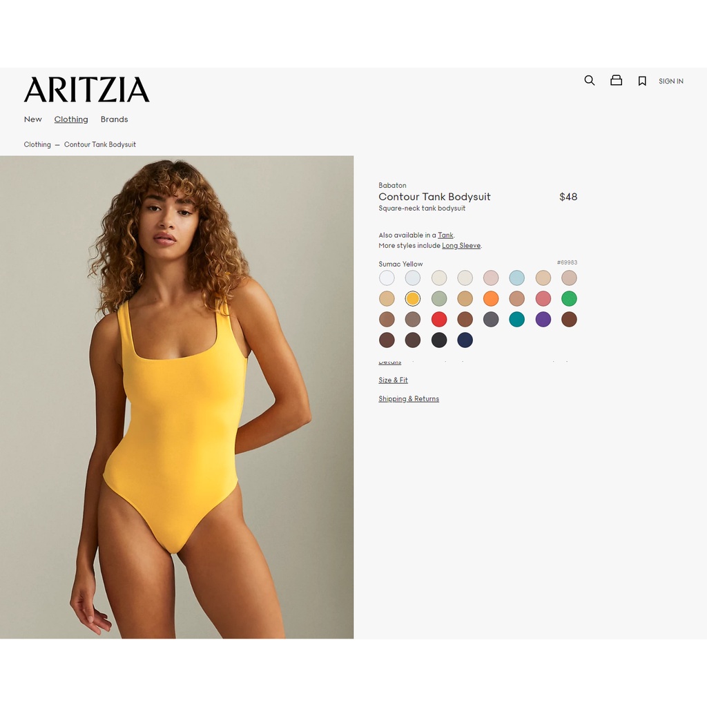 Áo bodysuit cổ vuông Babaton Contour Square-neck tank 69983 81268