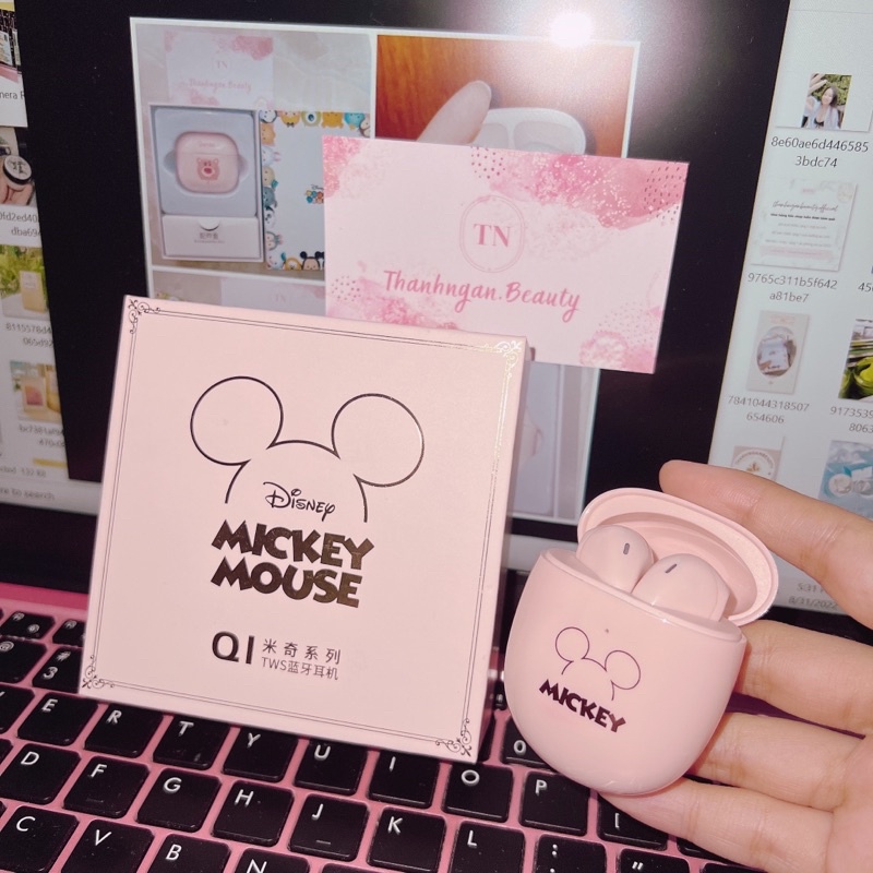Tai nghe Bluetooth Disney Q1 - Mickey Gấu Dâu Nghe Gọi Tốt - Tai Nghe Kết Nối Laptop Cực Nhanh