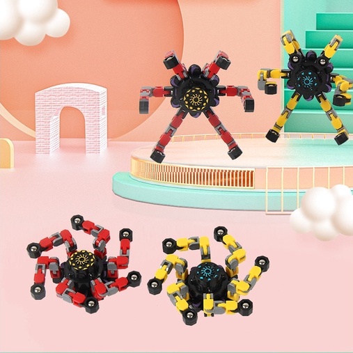 Spiner robot kim loại 6 cánh cao cấp có thể gấp gọn ANDYKIDS Fidget spiner đồ chơi xả stress văn phòng