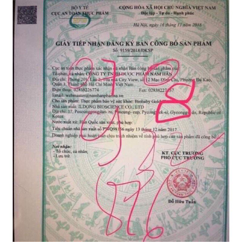 Biobaby gold men visinh từ hàn quốc hộp 30 gói ILDONG