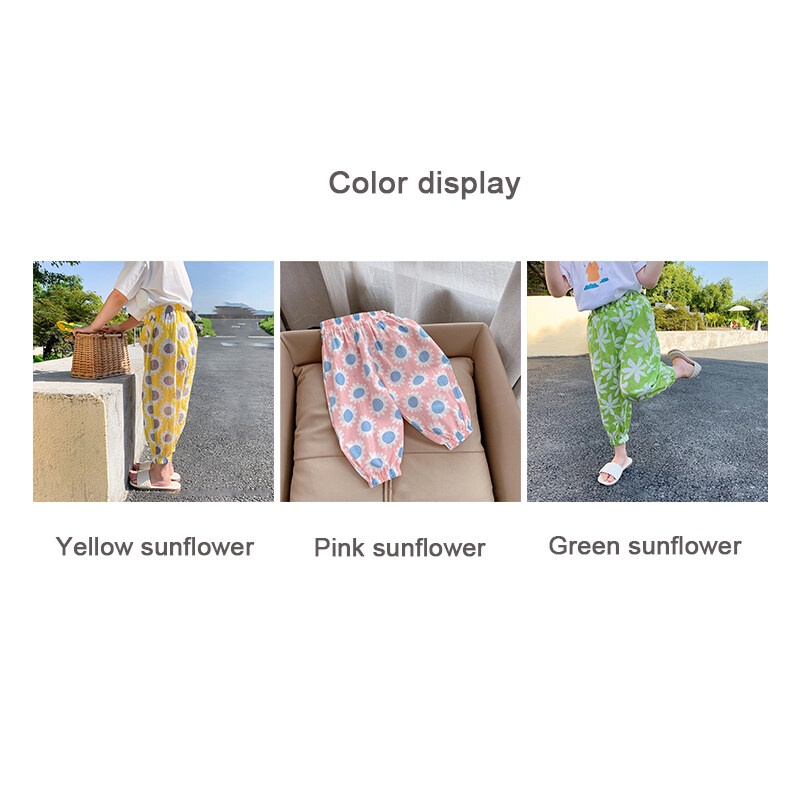 Quần dài ống rộng IQ ANGEL chống muỗi chống nắng họa tiết hoa nhỏ dễ thương cho bé gái