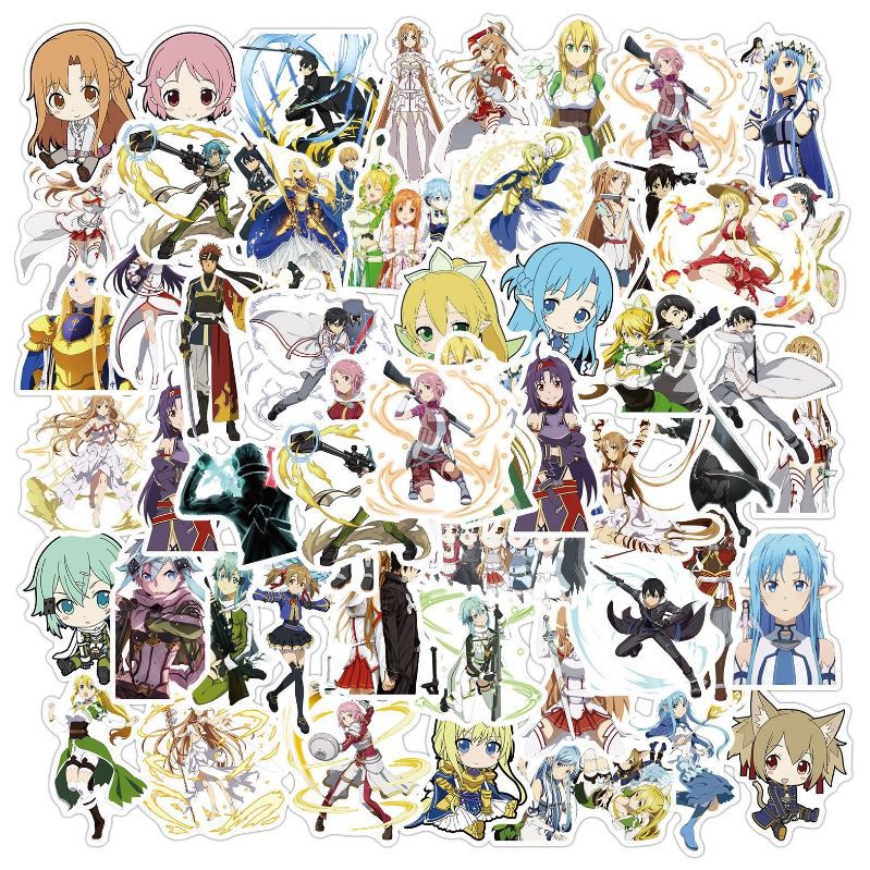 Sticker New Anime Sword Art Online nhựa PVC không thấm nước, dán nón bảo hiểm, laptop, điện thoại, Vali,xe #208