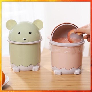 ⚡Sọt Rác Mini⚡ Hình Gấu Dễ Thương Để Bàn Làm Việc, Bàn Trang Điểm Có Nắp Tự Động⚡