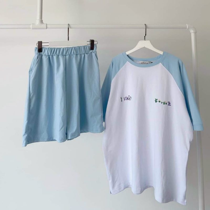 Bộ quần áo thể thao unisex nam nữ phối màu ở tay, chất thun cotton mặc hè siêu mát tặng kèm khẩu trang có video