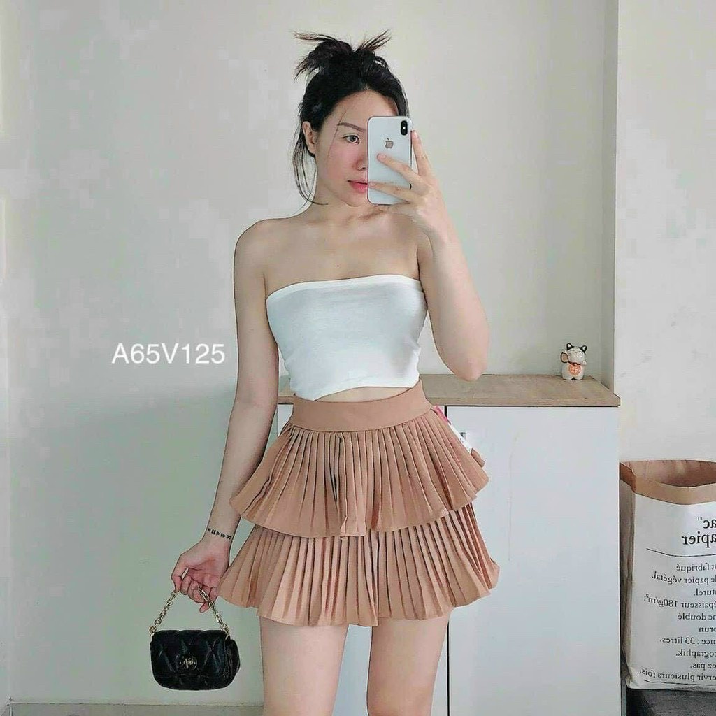 Chân váy dập ly 2 tầng xòe có lót trong cực hot , chất tuyết mưa dày dặn