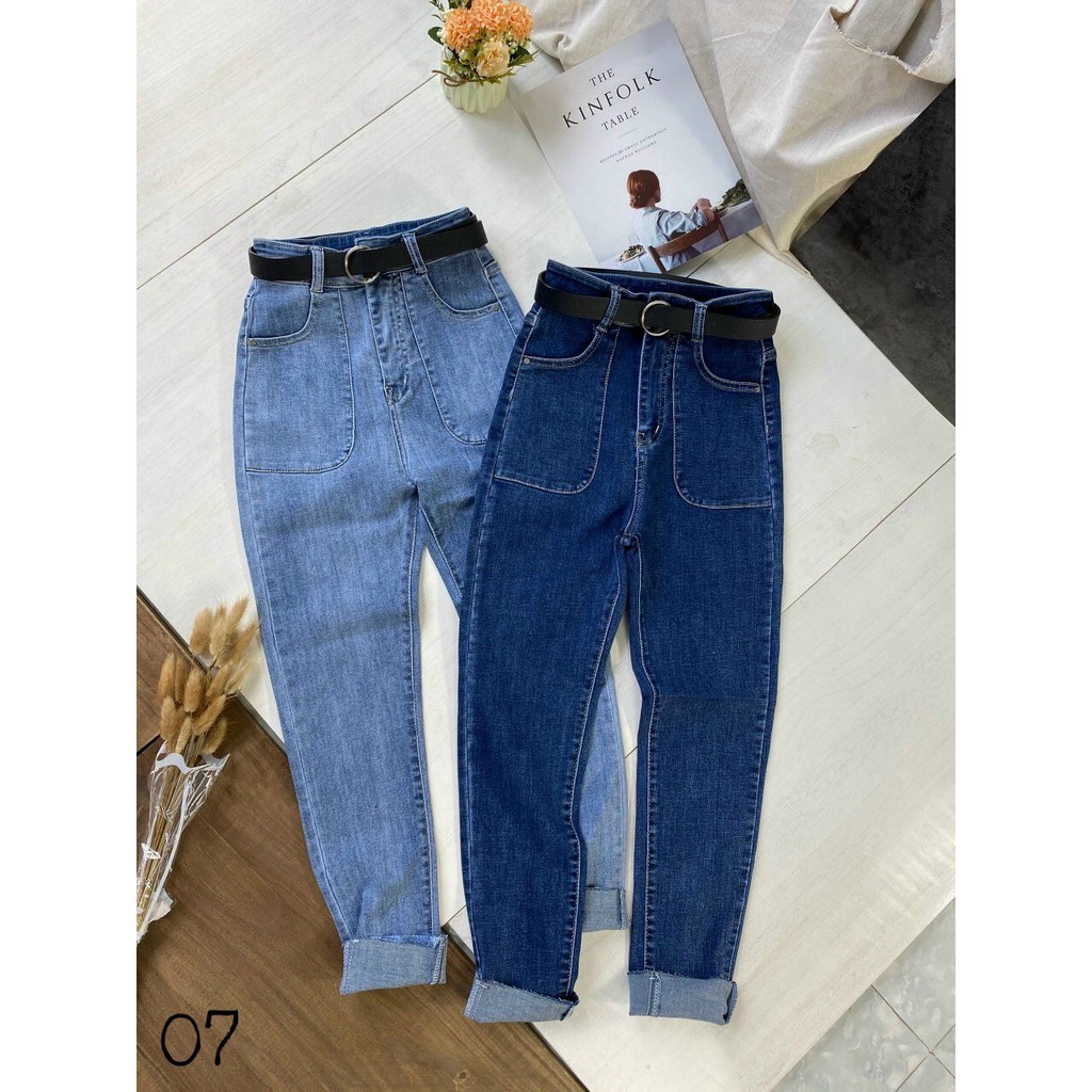 [HÌNH THẬT] QUẦN JEANS SKINNY CO GIÃN - MÀU XANH NHẠT ĐẬM - CẠP CAO ÔM BODY HOT GIRL - QUẦN BÒ DÀI TRƠN BASIC HAI TÚI 7