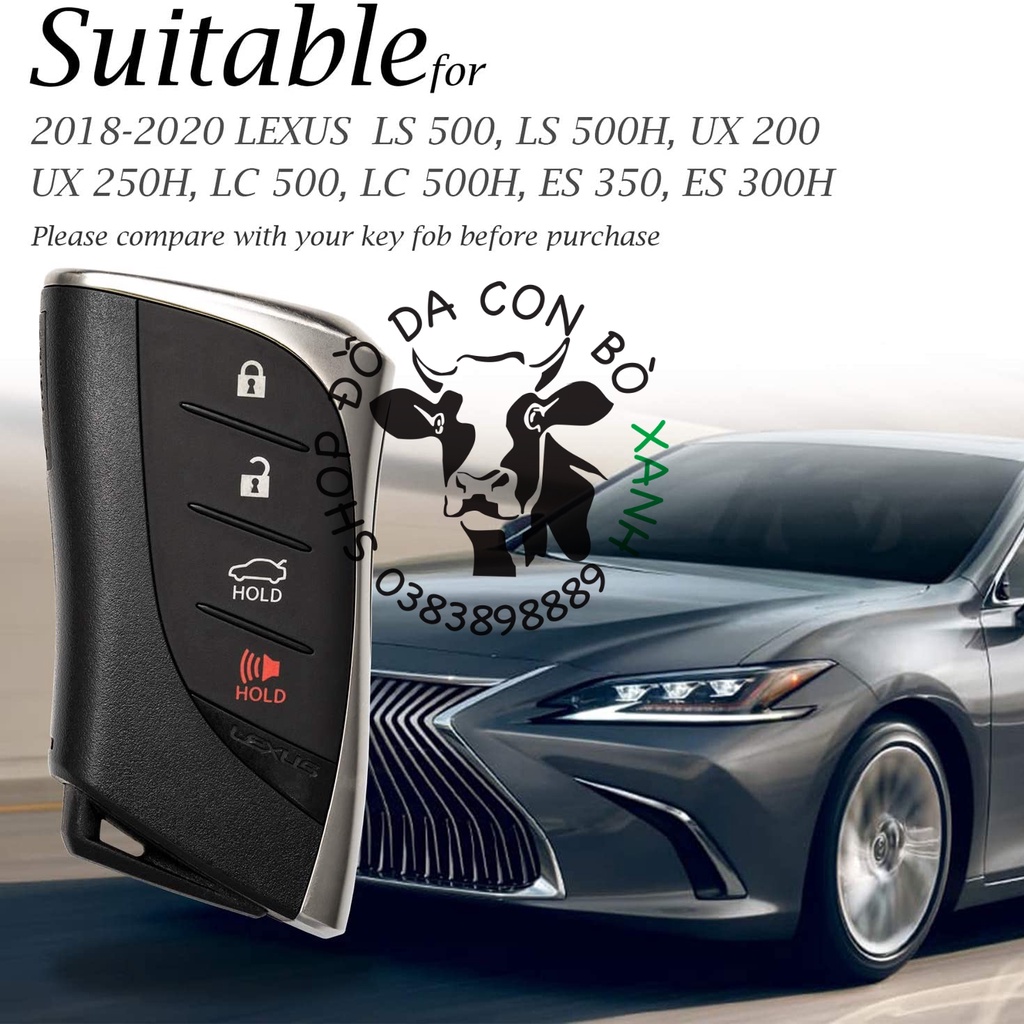 Bao Da Chìa Khoá Ép Phom Lexus handmade da thật (mẫu mới) - Lexus ES, LS, LC, UX .... 004e