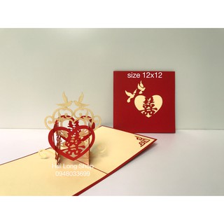 Đám Cưới 11 - Chữ Hỷ chim bồ câu  - Wedding - Thiệp 3D