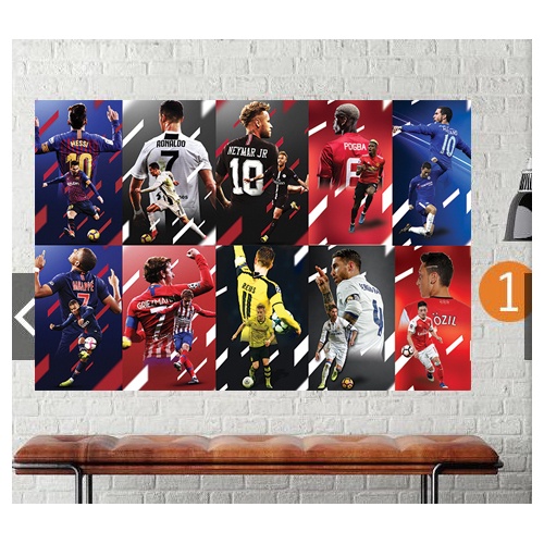 Decal dán tường các cầu thủ bóng đá neymar ramos torres salah