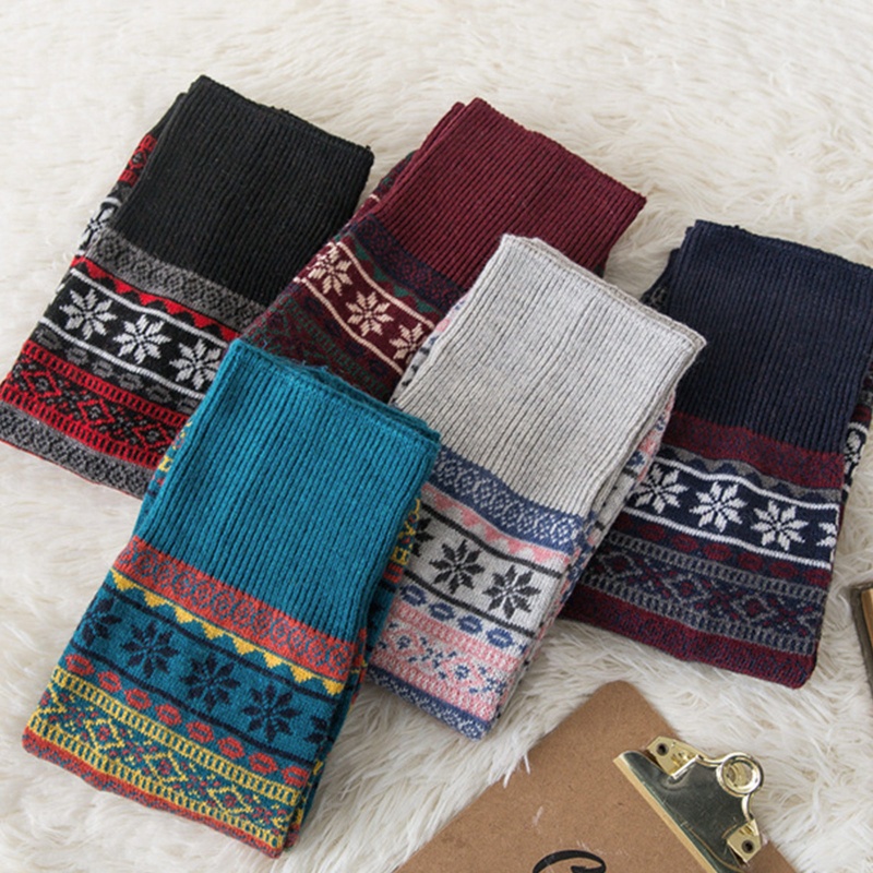 Youyo Vớ Ống Chân Dệt Kim Giữ Ấm Chân Hình Bông Tuyết Mùa Đông Phong Cách Thể Thao Cho Nữ