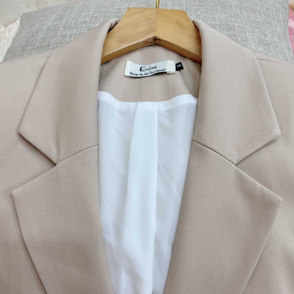 Áo khoác blazer nữ form rộng hàn quốc, áo vest nữ công sở 2 lớp màu đen/ vàng/ hồng/ kem EMME - EMK01 | BigBuy360 - bigbuy360.vn