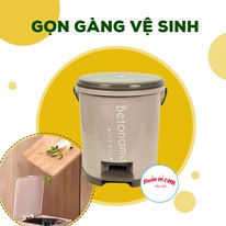 Thùng rác tròn đạp chân thông minh nhựa Việt Nhật (MS: 8024) - Thùng rác nhựa nắp tròn đạp chân dung tích 5L _ Br01436